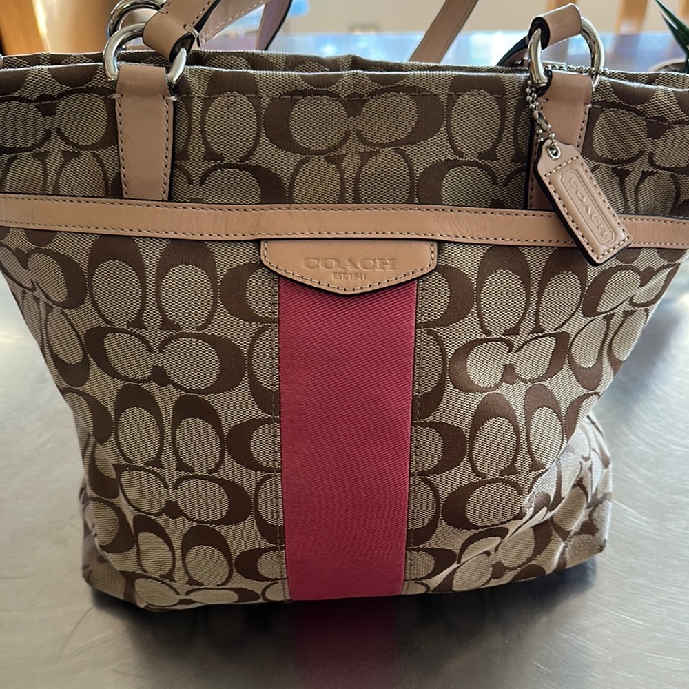Coach Brown and Pink Signature Tote